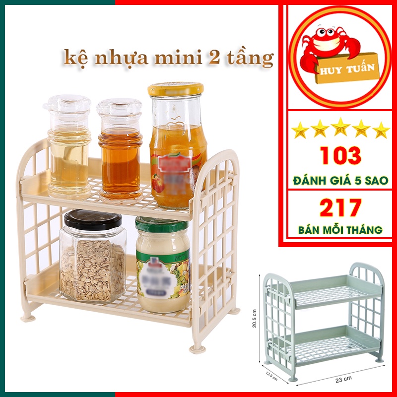 Kệ nhựa mini 2 tầng - Giá để đồ 2 tầng mini lắp ghép (GM02)