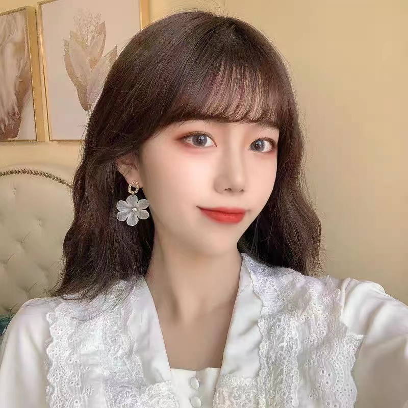 Khuyên Tai Hình Hoa Đơn Giản Bằng Nhựa Resin Bạc 925 Phong Cách Mới Cho Nữ