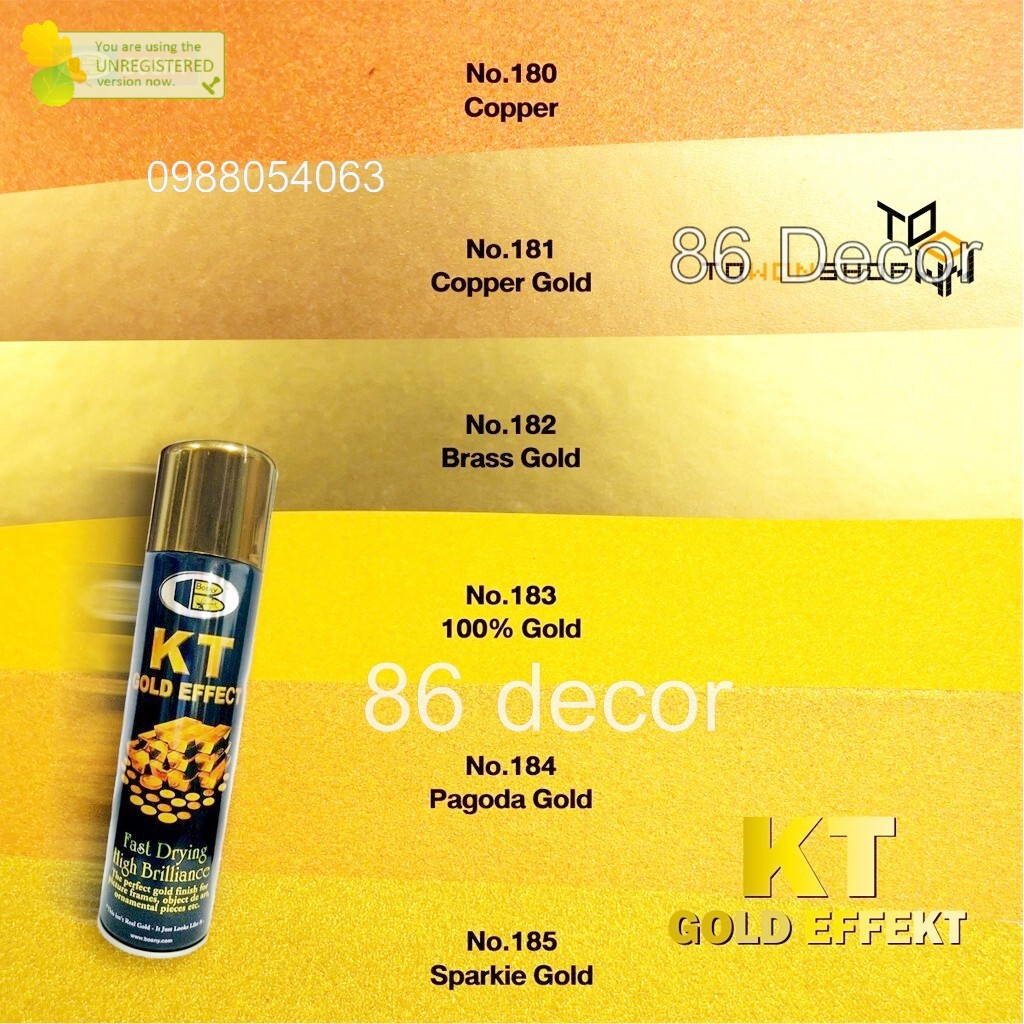 Sơn xịt phun mạ vàng & crom bosny 100% Thailan