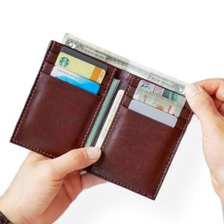VÍ ĐỨNG DA BÒ THẬT 100% NÂU ĐỎ - DA BÒ PULL-UP