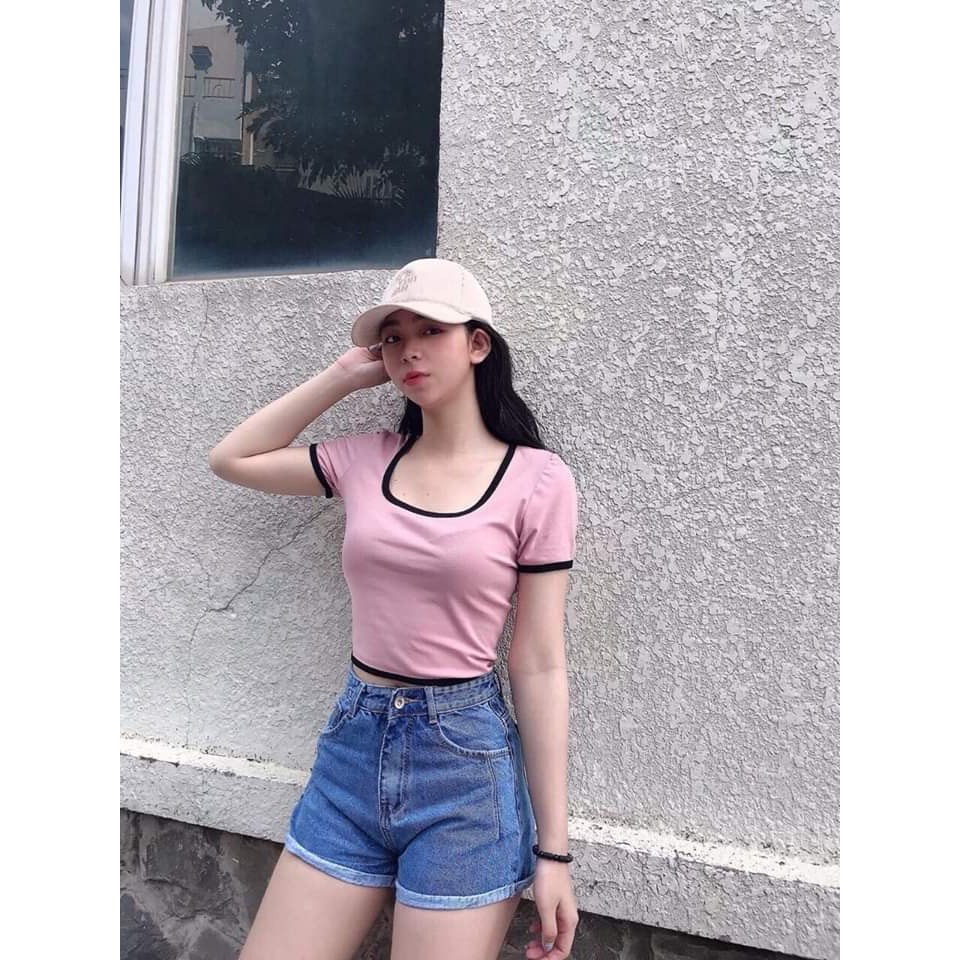 [Mã FASHIONT4WA2 giảm 10K đơn 50K] Áo croptop viền | BigBuy360 - bigbuy360.vn
