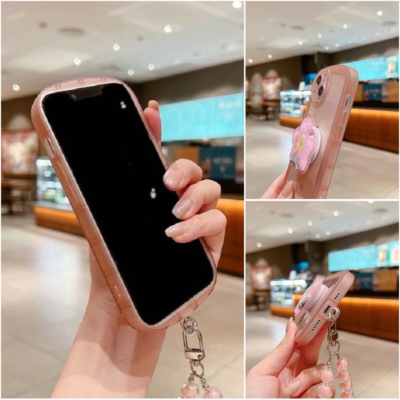 Casing Realme 11 C53 C55 C33 C30 C35 C21Y C25Y 9i C17 7I C11 C15 5 5s 5i 7i 2 Pro U1 C17 Narzo N53 50A Prime C1 2020 8 Pro 4G Cute Flower Quicksand Stand Round Camera Edge Airbag Anti-fall Tpu Clear Soft Phone Case NKS 07