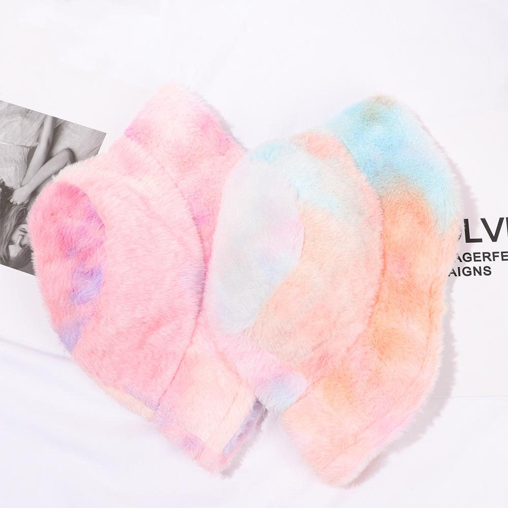 ORIENTLII Mũ Bucket Màu Loang Thời Trang Mùa Đông Ấm Áp Cho Nữ