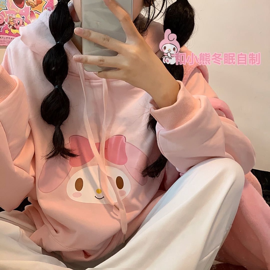 ✦Đầu Chó Cinnamon✦Áo Sweater Dáng Rộng Dày Dặn Mềm Mại In Hoạt Hình Melody Kiểu Nhật Bản Thời Trang Thu Đông Cho Nữ