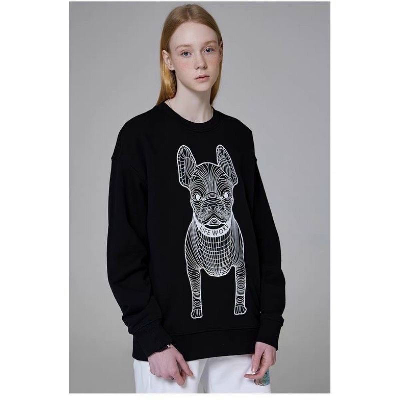 Áo hoodie SUSTORE Áo Nỉ Nữ Dáng Rộng Sweater Hình Chú Cún  lưới dày ấm nhiều màu