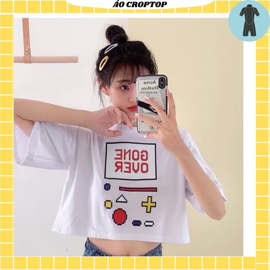 Áo croptop nữ tay lỡ , from rộng, freesize , thun cotton mềm mịn