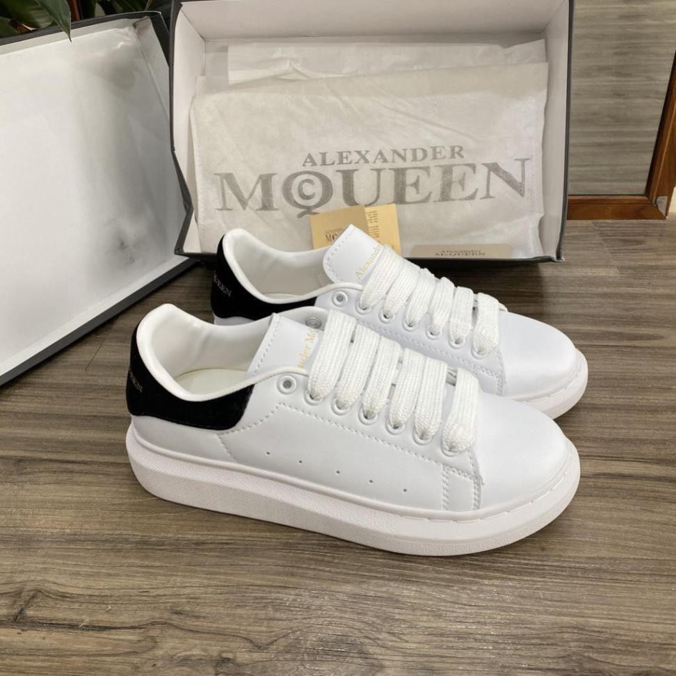 Giày thể thao mcqueen ảnh thâth Giày MCQ gót nhung đen trắng nữ full box hàng cao cấp