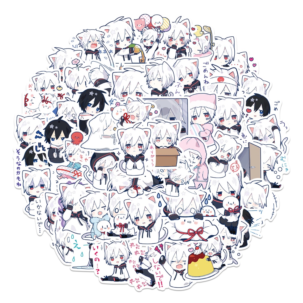 Bộ 65 Miếng Dán Hình Cậu Bé Shota Dễ Thương Dùng Trang Trí Vali/Laptop/Điện Thoại