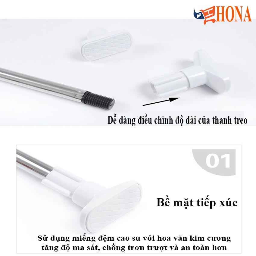 Thanh treo rèm Inox không khoan tường giá rẻ (Nhiều kích thước)