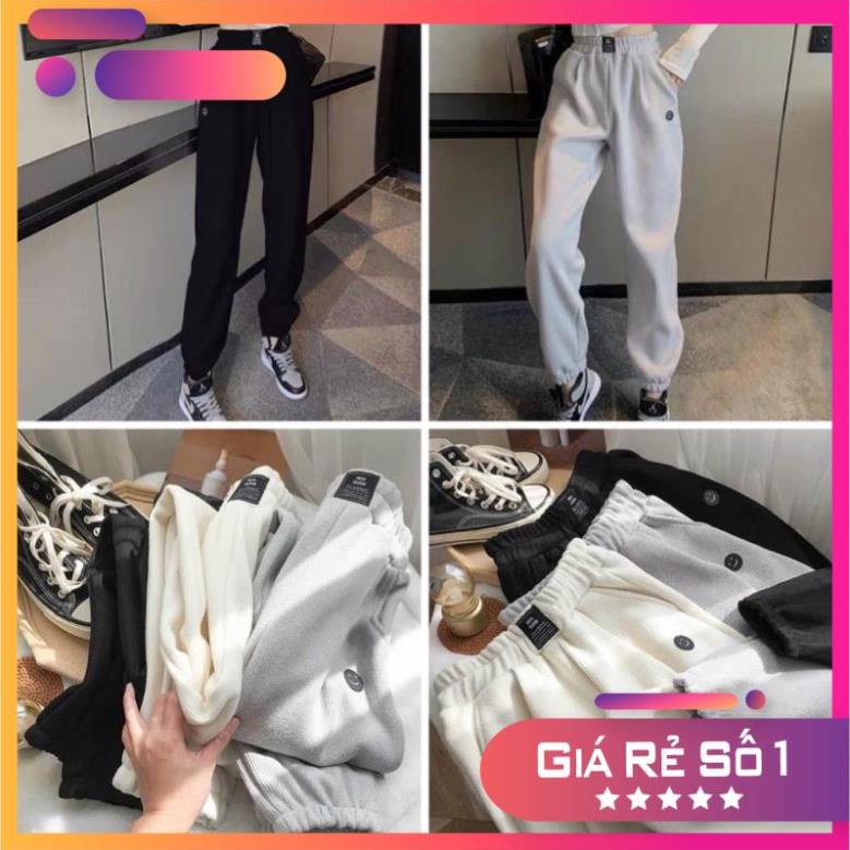 Quần Boom Tăm Icon Mặt Cười  Jogger Bo Tăm Ống Rộng Chun Gấu Hình Thêu Ulzzang Hot