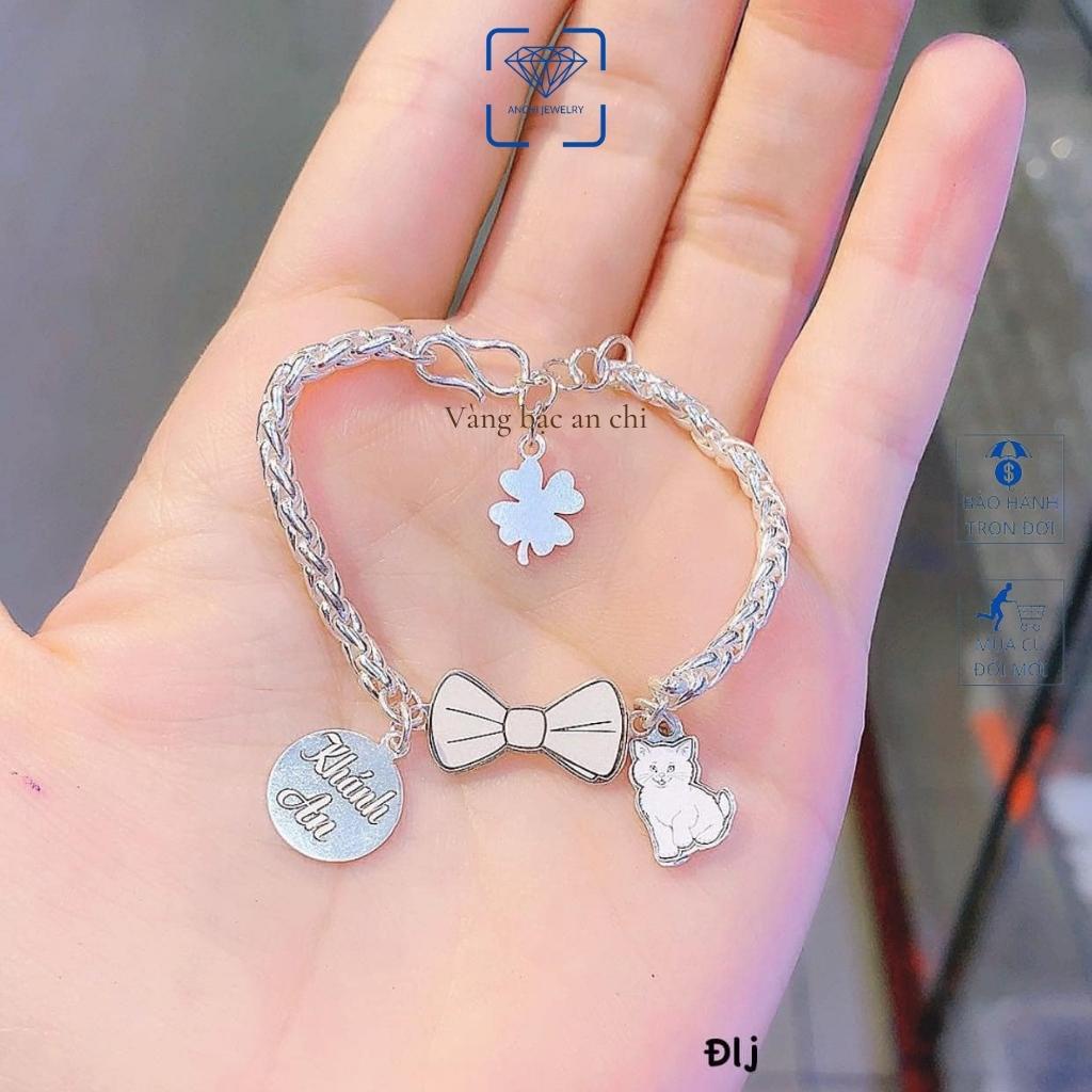 Lắc tay nơ gắn charm 12 con giáp cho bé, chuẩn bạc ta sáng đẹp, Anchi jewelry