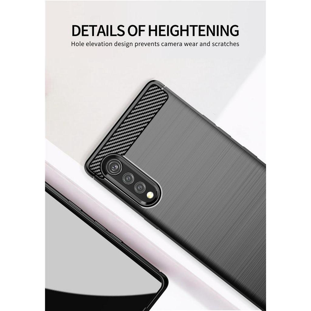 Dành Cho LG Nhung Dành Cho LG G9 ThinQ Sang Trọng Sợi Carbon Bao Mềm Trơn Silicon Dành Cho LG Nhung LM-G910EMW G900N
