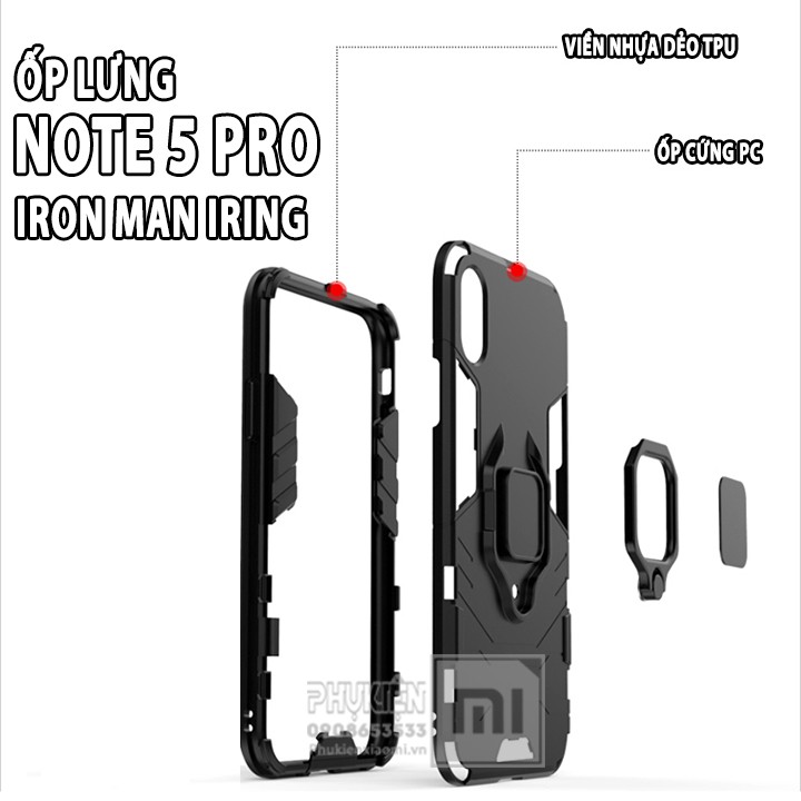 FREESHIP ĐƠN 99K_Ốp lưng dùng cho máy Xiaomi Note 5/ Note 5 Pro iRON - MAN IRING Nhựa PC cứng viền dẻo chống sốc