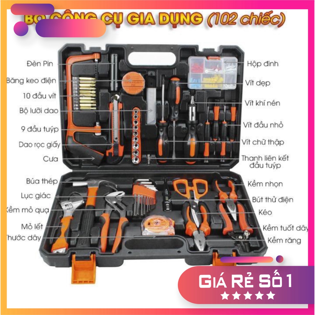 Bộ dụng cụ sữa chữa ô tô nhà cửa 102 chi tiết cao cấp