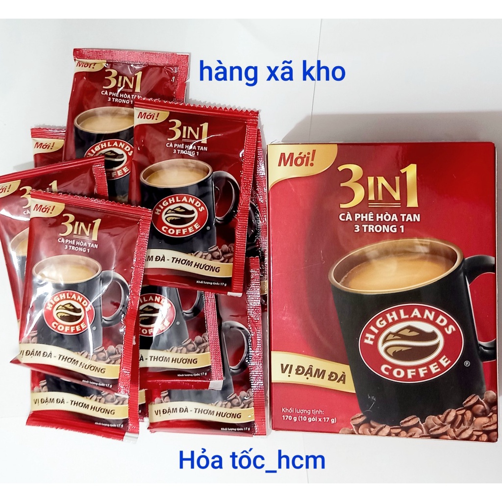 cà phê highlands hòa tan 3in1 hộp 170g( 10 gói)- 10.2022