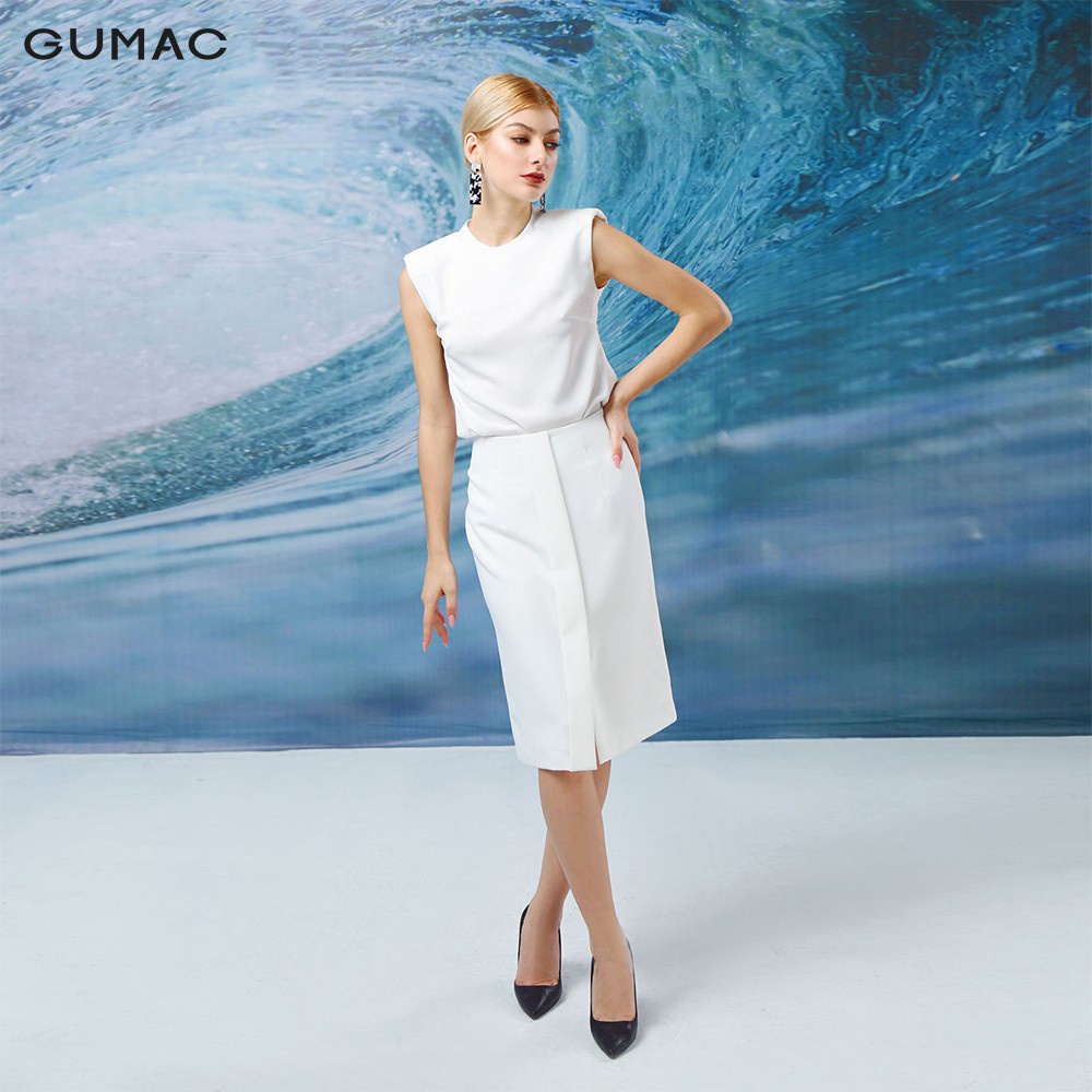 Chân Váy nữ xếp ly xẻ trước GUMAC VA12101