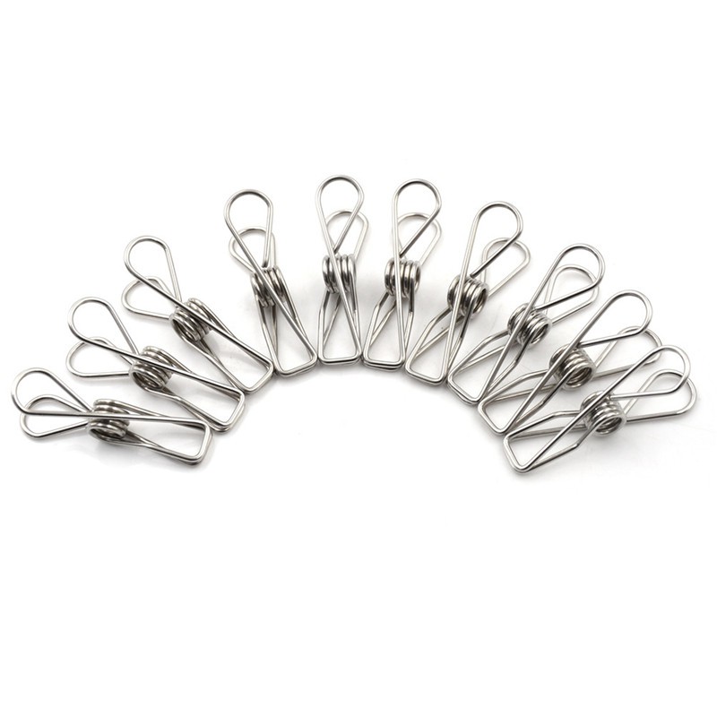 10Pcs Metal Clothes Pegs Stainless Steel Washing Line Hanger Photos Clip