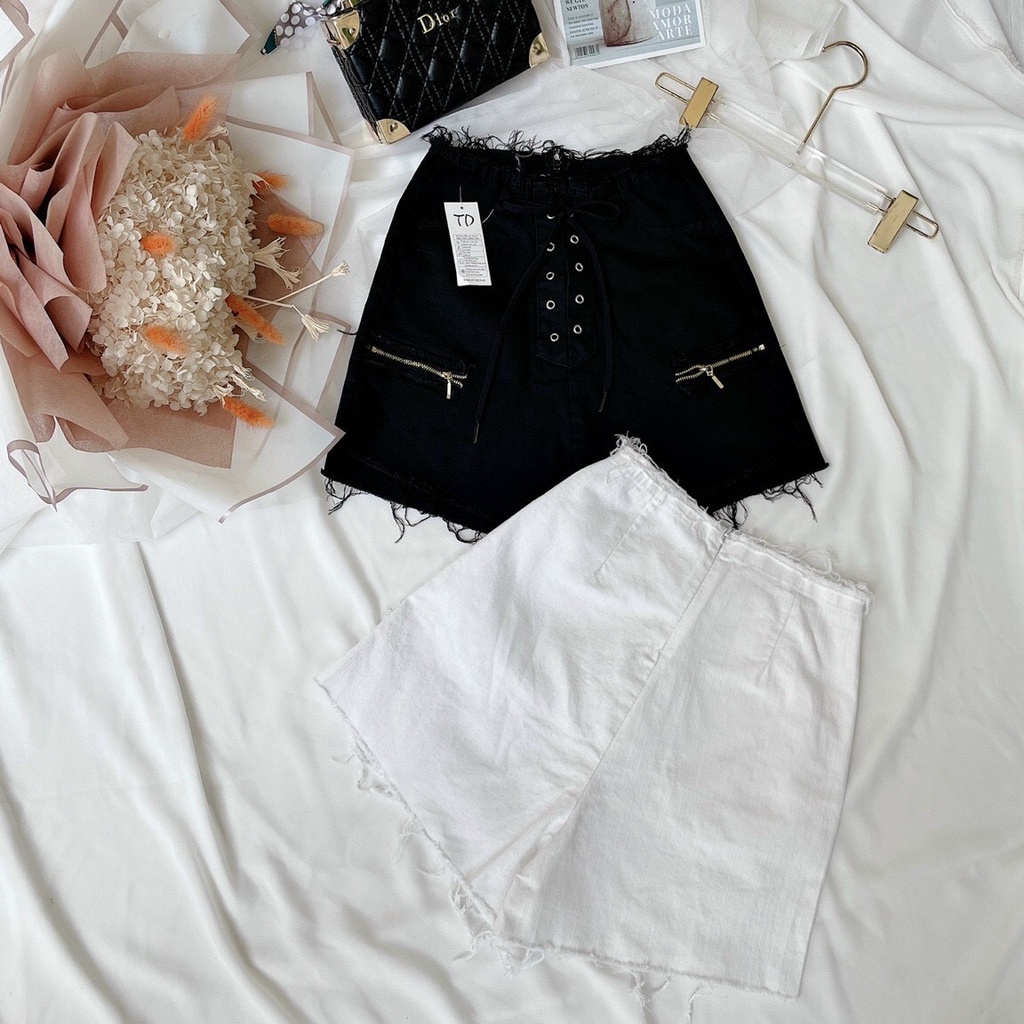Quần Short Thể Thao Lưng Cao Màu Trơn Phối Dây Rút Thời Trang Hàn Quốc Cho Nữ