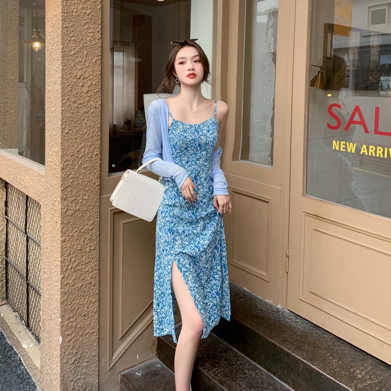 Đầm Maxi Chất Chiffon Hoạ Tiết Hoa Thiết Kế Xẻ Quyến Rũ