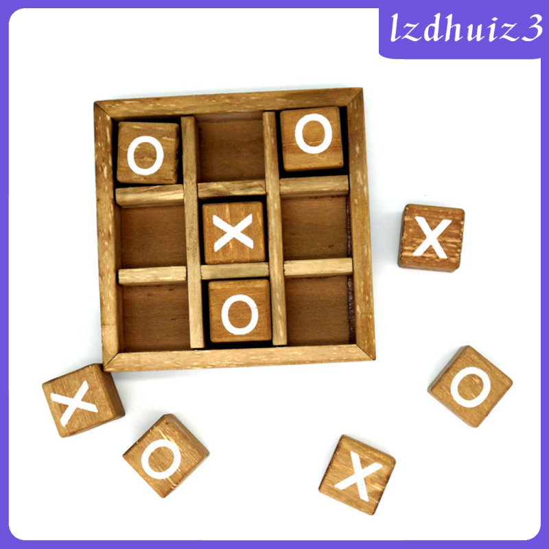 Gemgem Loey Wooden Tic Tac Toe/ Noughts and Crosses Game Unique Handmade Quality Wood Family Board Games