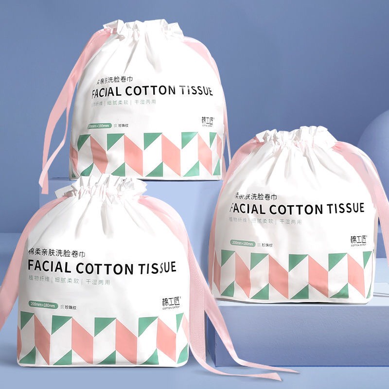 Khăn giấy lau mặt dùng 1 lần cotton cao cấp sợi tự nhiên 100% cuộn to, khăn mặt khô tẩy trang K-house Smart