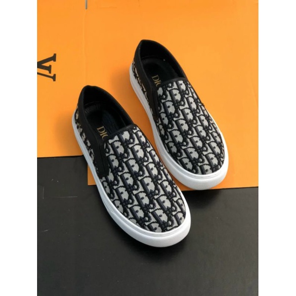Giày slip on nam dệt hoạ tiết cao cấp mẫu mới 2021