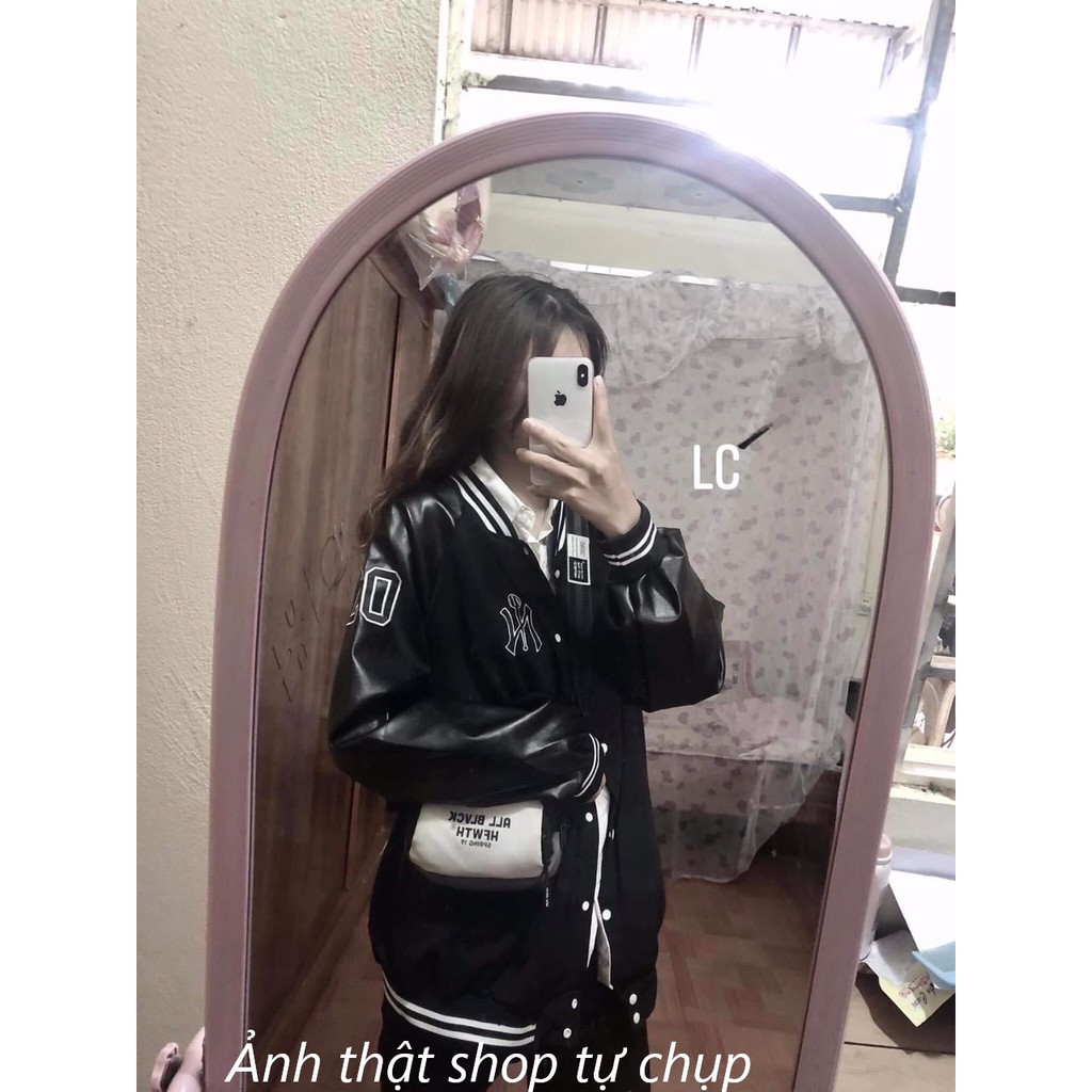 [Mã WASTMAY giảm 15% tối đa 30K đơn 150K] Áo khoác bomber nam nữ nỉ da cá phối tay da NY F20 | BigBuy360 - bigbuy360.vn