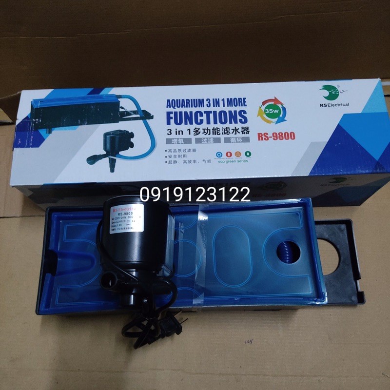 Máy lọc nước hồ cá bể cá cảnh 3 trong 1 RS 9800, RS9900