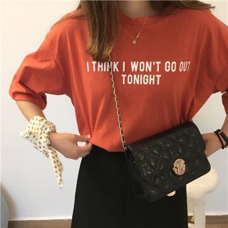 Áo Thun Dáng Thụng Tay Lở Dáng Rộng BigSize Nữ Màu Cam Đất Áo Phông Nhóm Mix Quần Jean Chân Váy Đẹp GO OUT TONIGHT