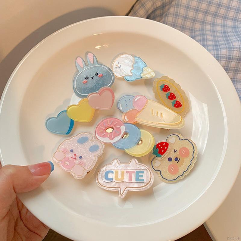 Kẹp tóc không đường may màu sắc kẹo ngọt phong cách Hàn Quốc dành cho bé gái