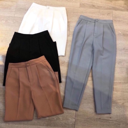 Quần baggy nữ công sở đẹp cúc bọc cao cấp dáng đẹp Hàn Quốc 829