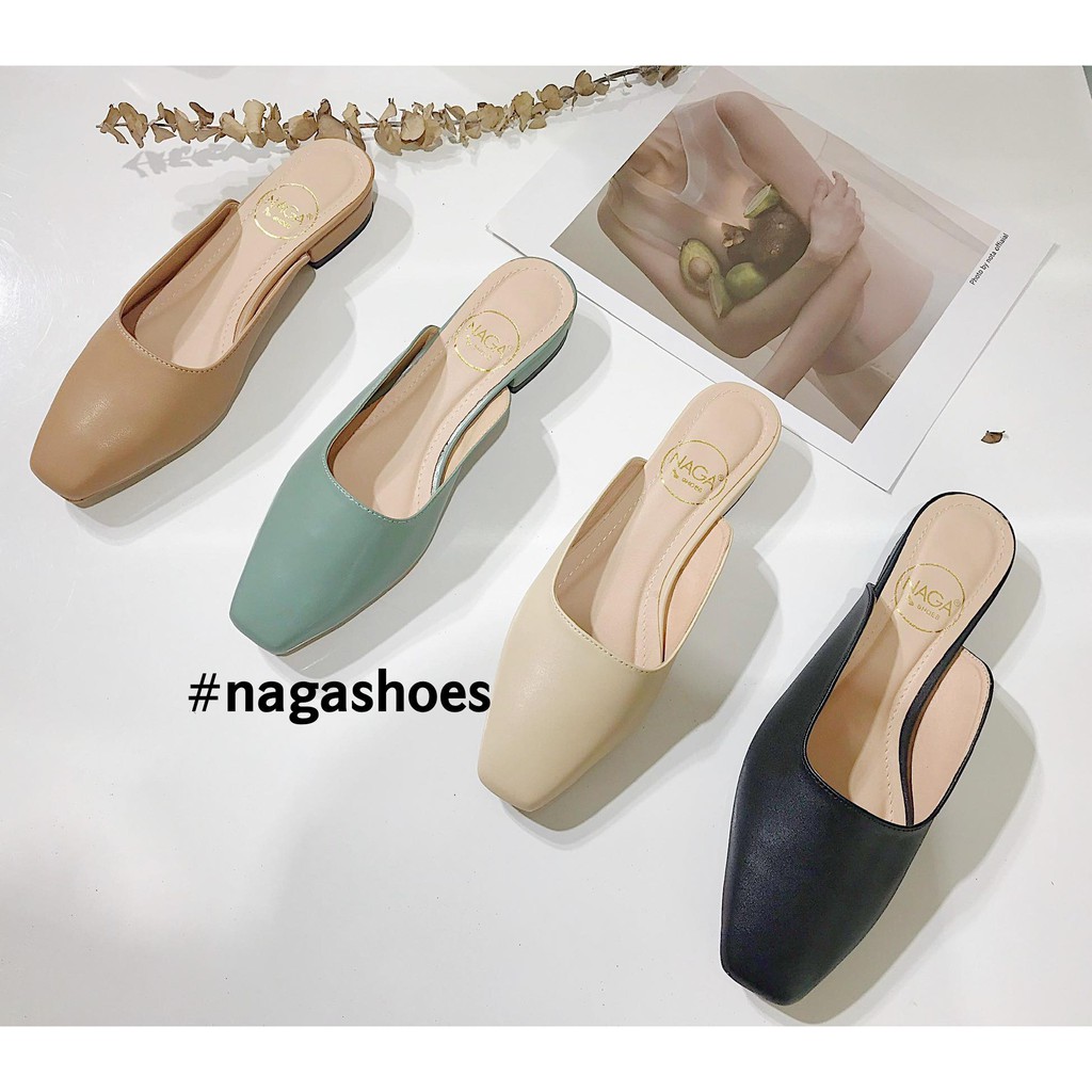 XẢ <3 [FORM BÉ- CHỌN LÊN 1 SIZE]  DÉP SỤC NAGASHOES MŨI VUÔNG 2P NAD131 > . new ‼️ . new ! <3 🇻🇳 2020 : : ' Chuẩn . ' <