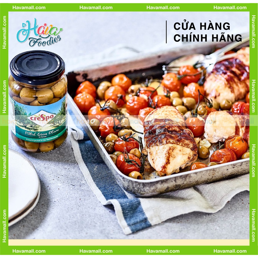 [HÀNG CHÍNH HÃNG] Trái Oliu Xanh Không Hạt Crespo 333gr – Pitted Green Olives