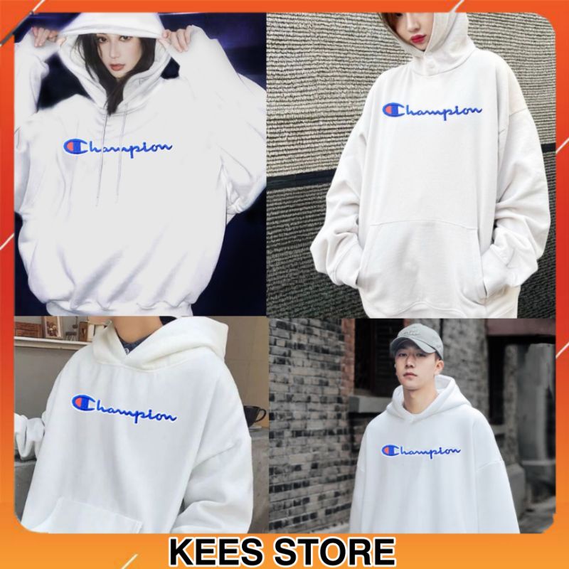 Áo Hoodie Champion Thêu Full Logo Vải Nỉ Bông Cotton - Hàng Cao Cấp