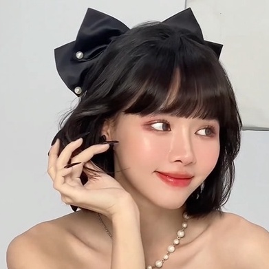 Kẹp Tóc Đính Nơ Gắn Hạt Trai Nhựa Tiệm Thêu Việt Phong Cách Jimin Young