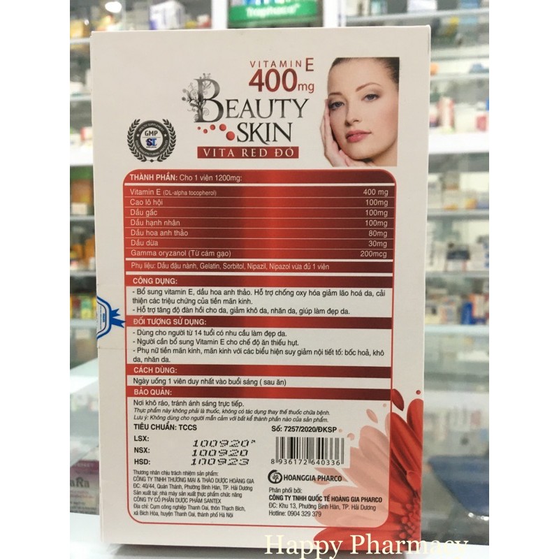 Vitamin E Đỏ Beauty Skin Lọ 30 viên