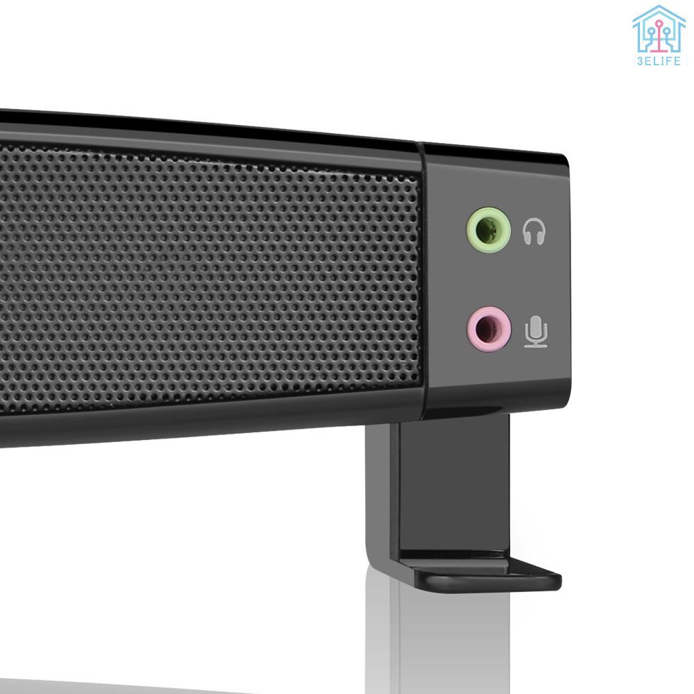 【E&V】Smalody Soundbar USB Powered Speakers Home Theater 5W Stereo Subwoofer w/ Microphone Headphone Jack Support LINE IN Music Play for TV Desktop Co