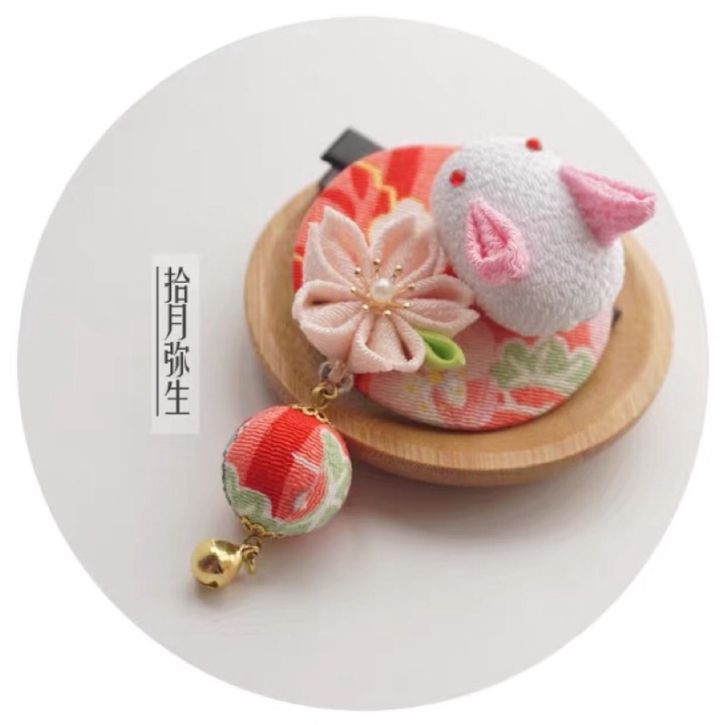 Kẹp tóc Kanzashi thỏ và hoa - Cosplay - lolita