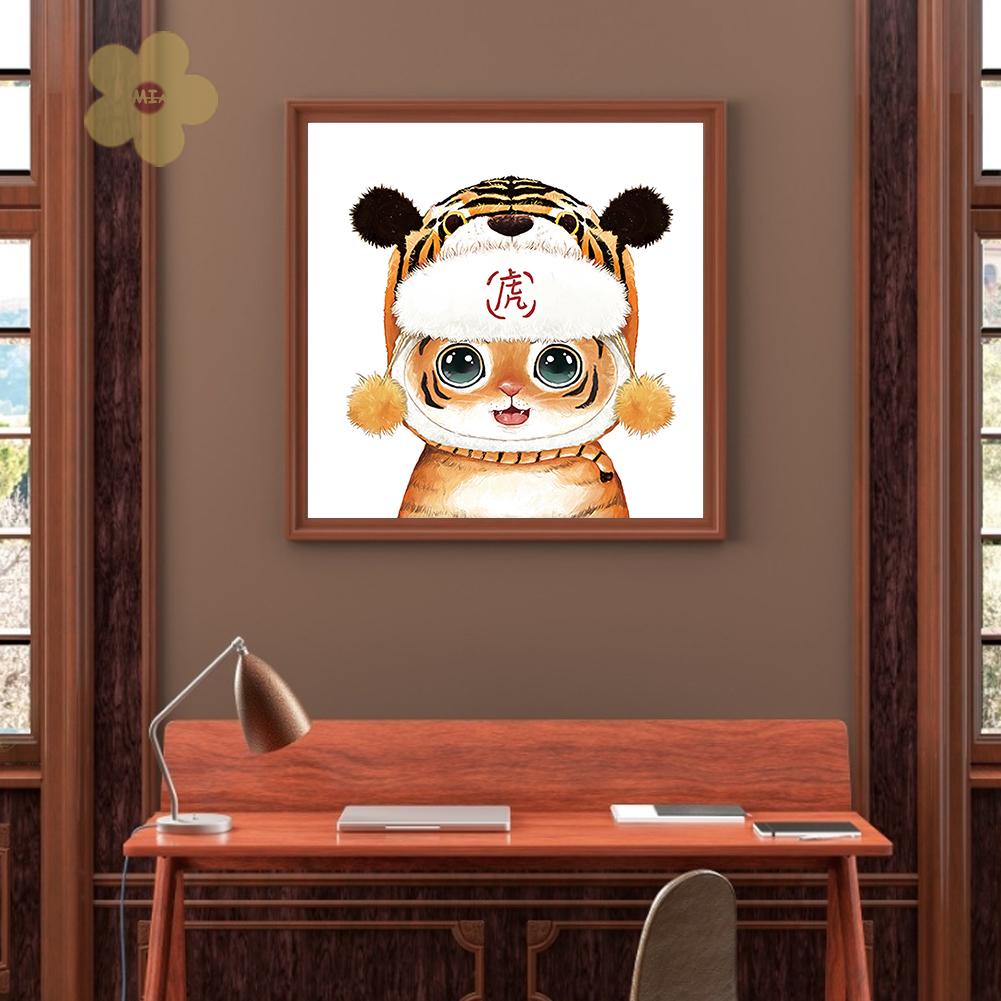 Tranh thêu chữ thập 11CT 3 sợi cotton hình con hổ trang trí nhà ở tự làm