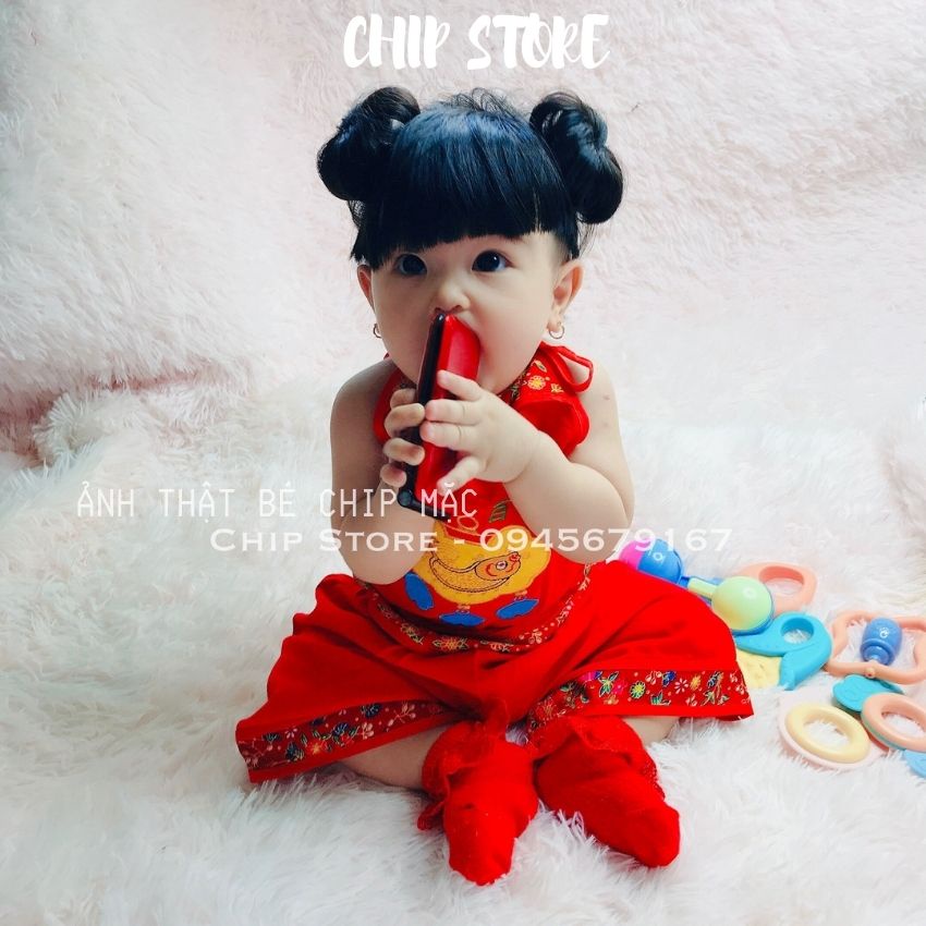 Yếm đỏ Natra cho bé 0-1 tuổi - ảnh thật CHIP STORE Cho bé mặc chụp hình đầy tháng thôi nôi siêu cưng Mẫu giao ngẫu nhiên