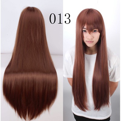 Wig cơ bản 80cm tóc giả cosplay tone màu vàng - nâu