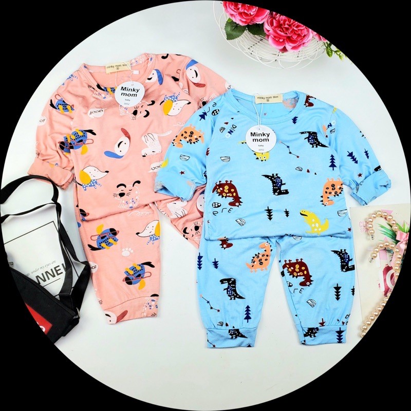 Bộ thun lạnh micky mom dài tay cho bé/ bộ dài tay nằm điều hoà