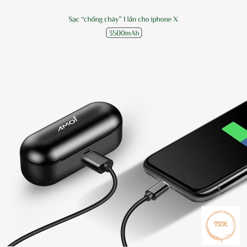 💘💘 Tai nghe Amoi Bluetooth 5.1  F9 bản quốc tế, có mic nghe gọi, kiêm sạc dự phòng, kháng nước, hàng chính hãng 💘💘