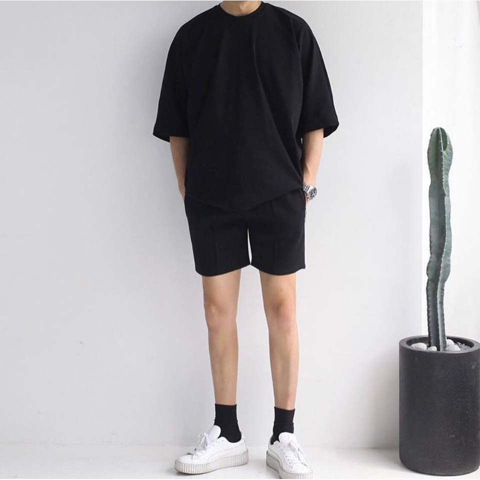 Quần Short thun đen Unisex + Ảnh thật