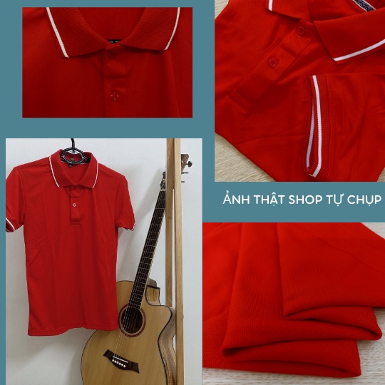 Áo Polo MÀU ĐỎ chất liệu Thể Thao mềm mịn thoáng mát – Áo thun Nam Nữ ngắn tay có cổ. Nhận IN ẤN theo yêu cầu.