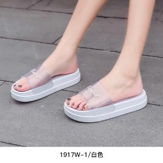 Dép nữ đế dày thiết kế quai ngang trong suốt xinh xắn thời thượng