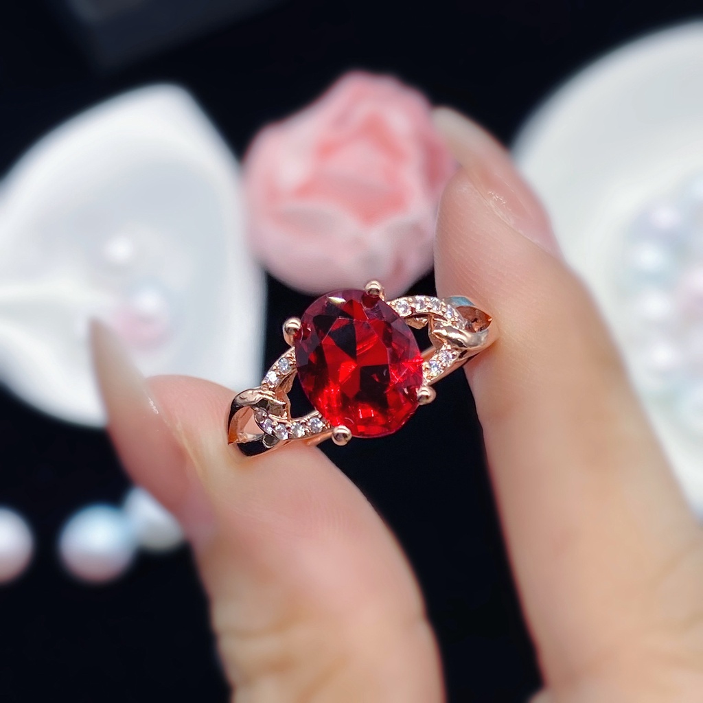 Nhẫn Đính Hôn Bằng Thép Titanium Đính Kim Cương Pha Lê Hồng Vàng Thời Trang Cho Nữ