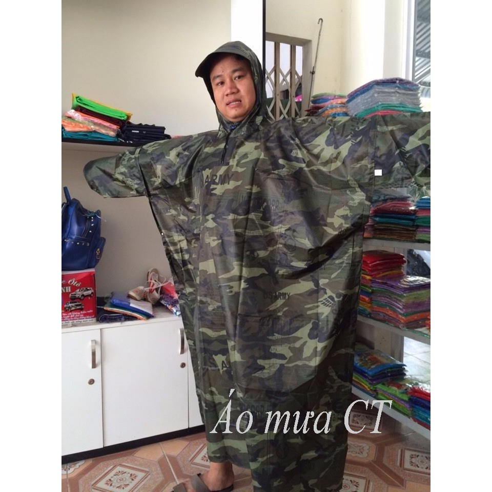 Áo mưa lính ràn rì vải dù cao cấp - loại to