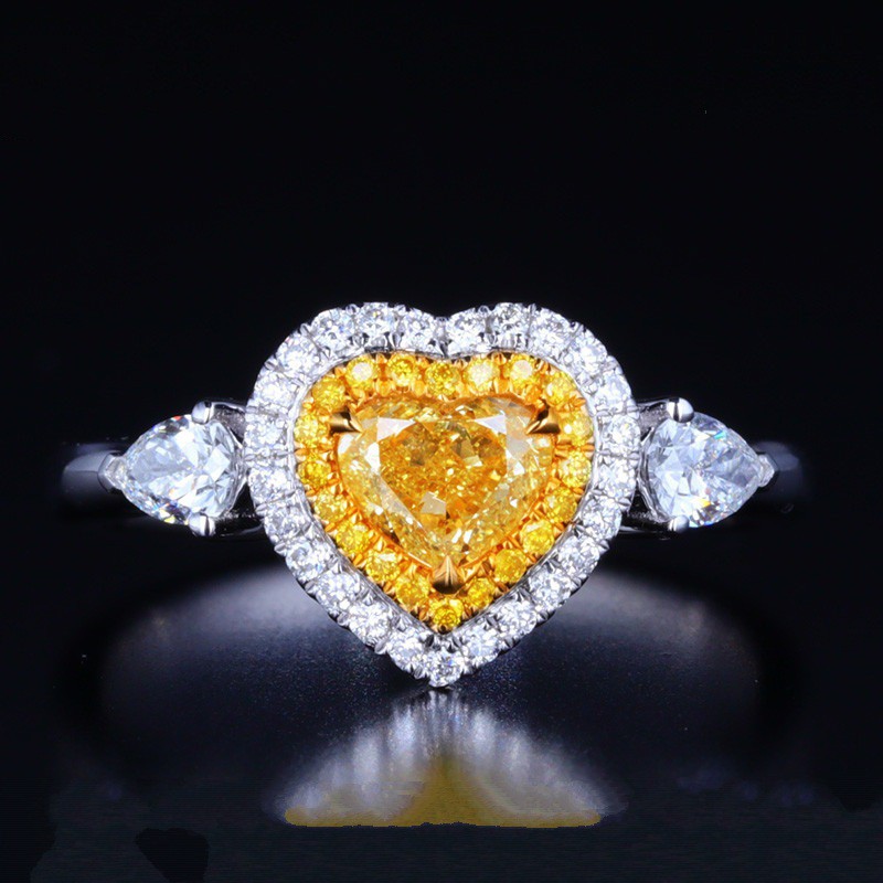 Aifei Jewellery Women Ring Mosaic Heart Shaped Diamond 925 Sterling Silver R332