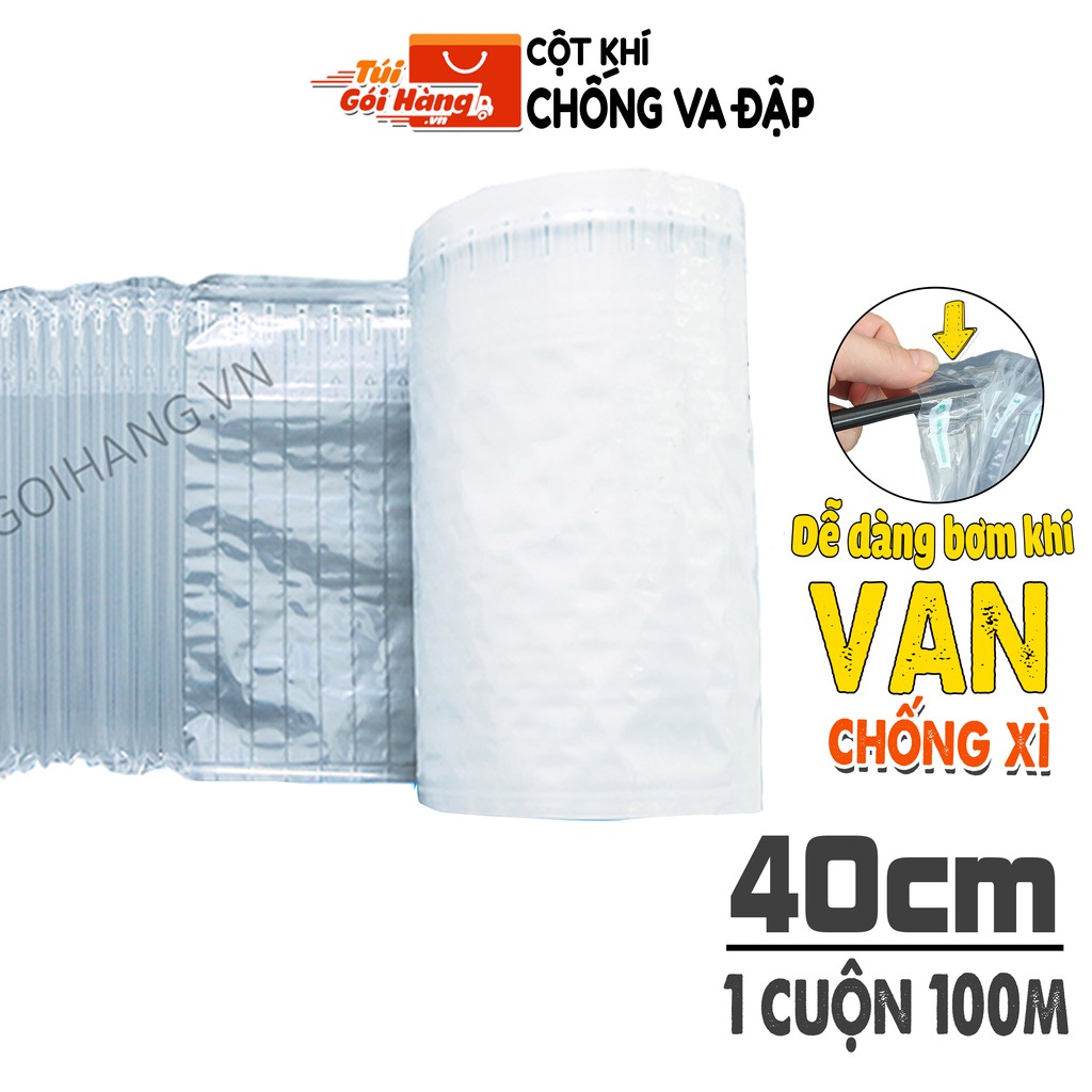 Cột Khí Chống Sốc TUIGOIHANG Cao 40cm Dạng Cuộn Dài 100m Đóng Gói Hàng Dễ Vỡ